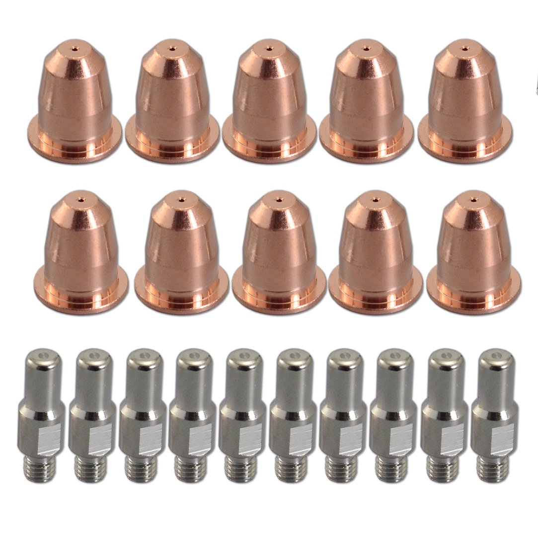 Riverweld Pr0110 Plasma Electrode Pd0116-08 Plasma Nozzle Tips 0.8Mm Fit S45 Plasma Cutter Torch 20Pcs