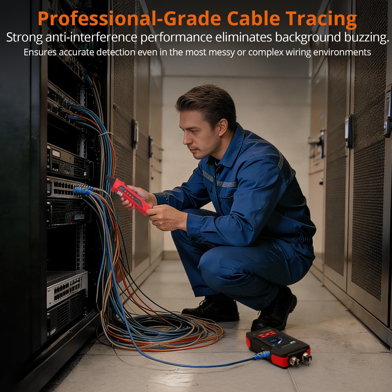Proster Testeur de Câble Réseau Multifonction Professionnel RJ45 RJ11 PoE - Traceur Numérique, VFL 10 km, Mesureur de Puissance Optique, Port Flash, Test Longueur 600 m Pour Technicien Réseau