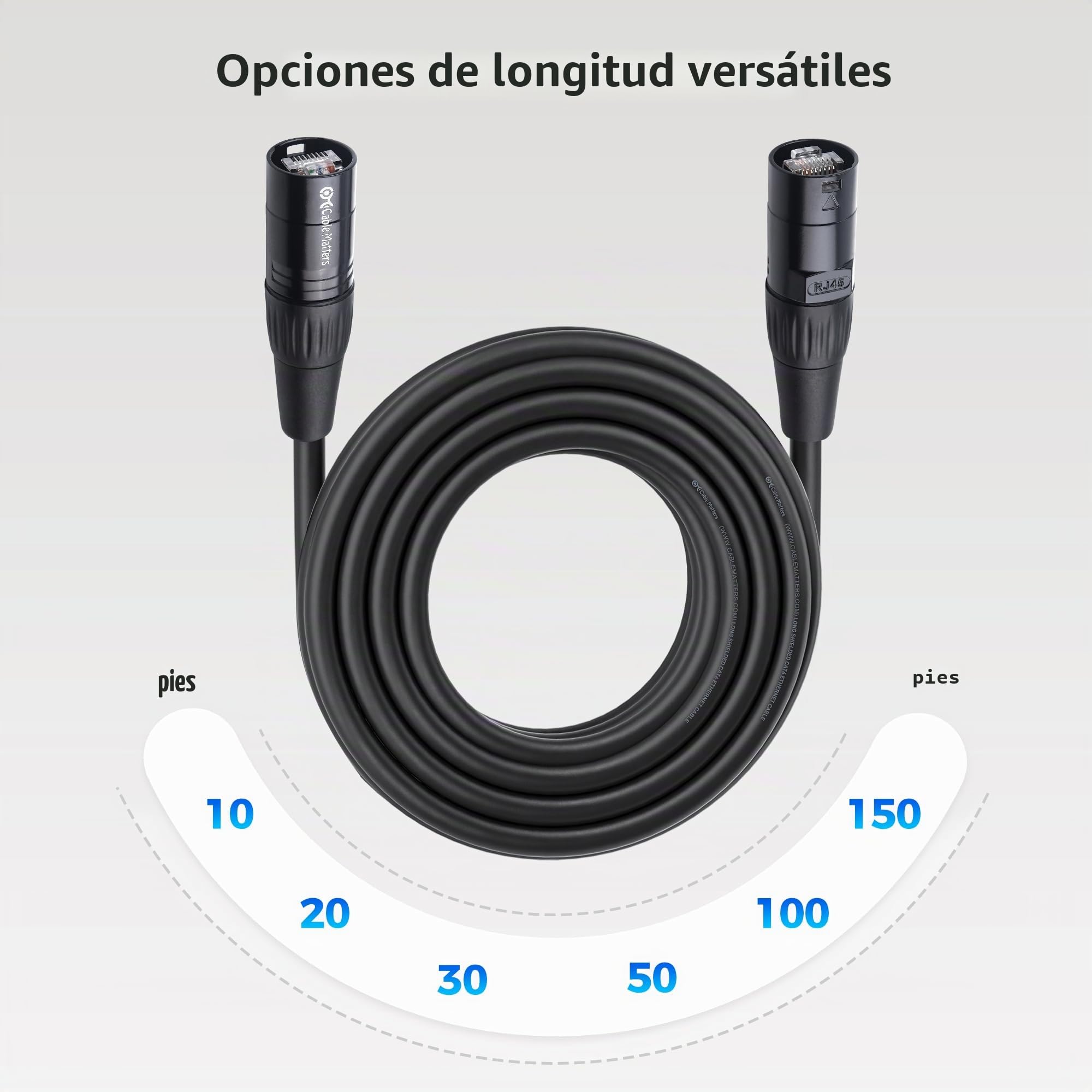 Cable Matters Cable Ethernet Cat6 blindado compatible con conectores RJ45 EtherCON en negro, 30 pies para aplicaciones profesionales de audio, video y red