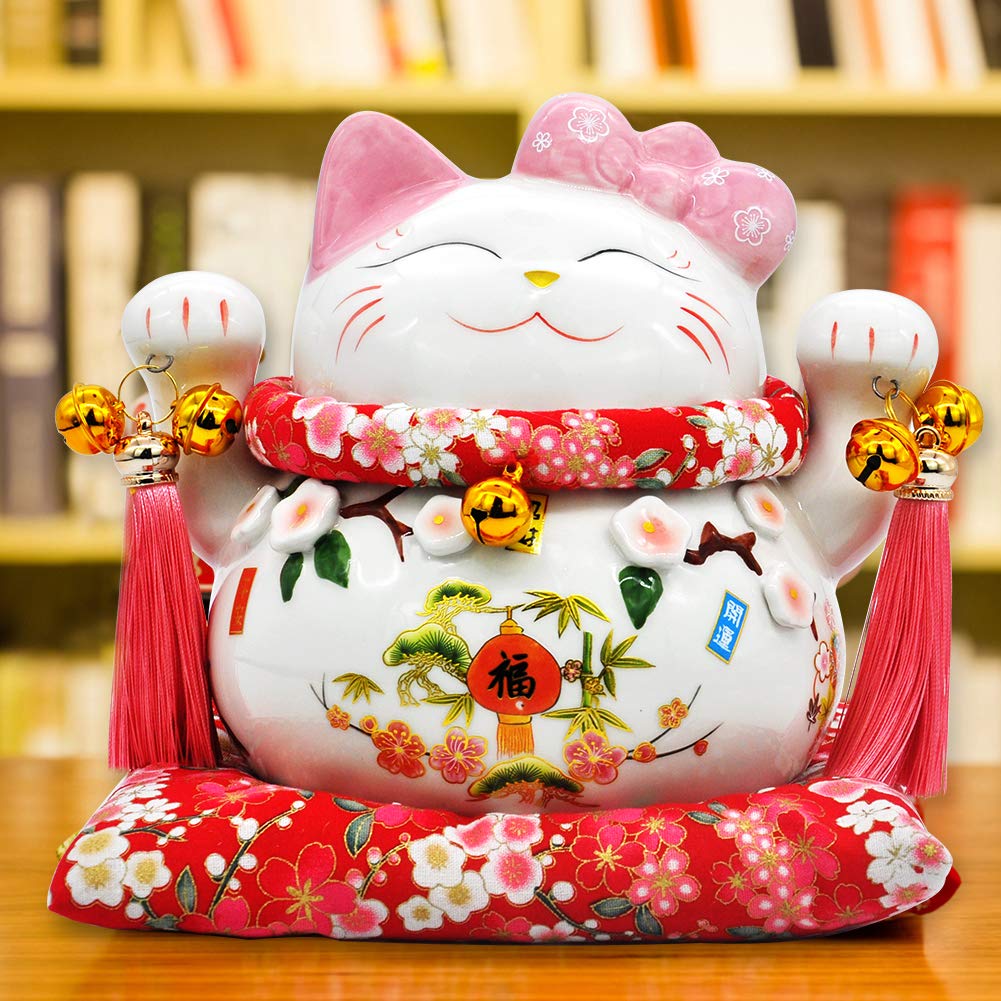 Amazon.co.jp: 開運招き猫 貯金箱 ラッキー アイテム 風水 猫の置物