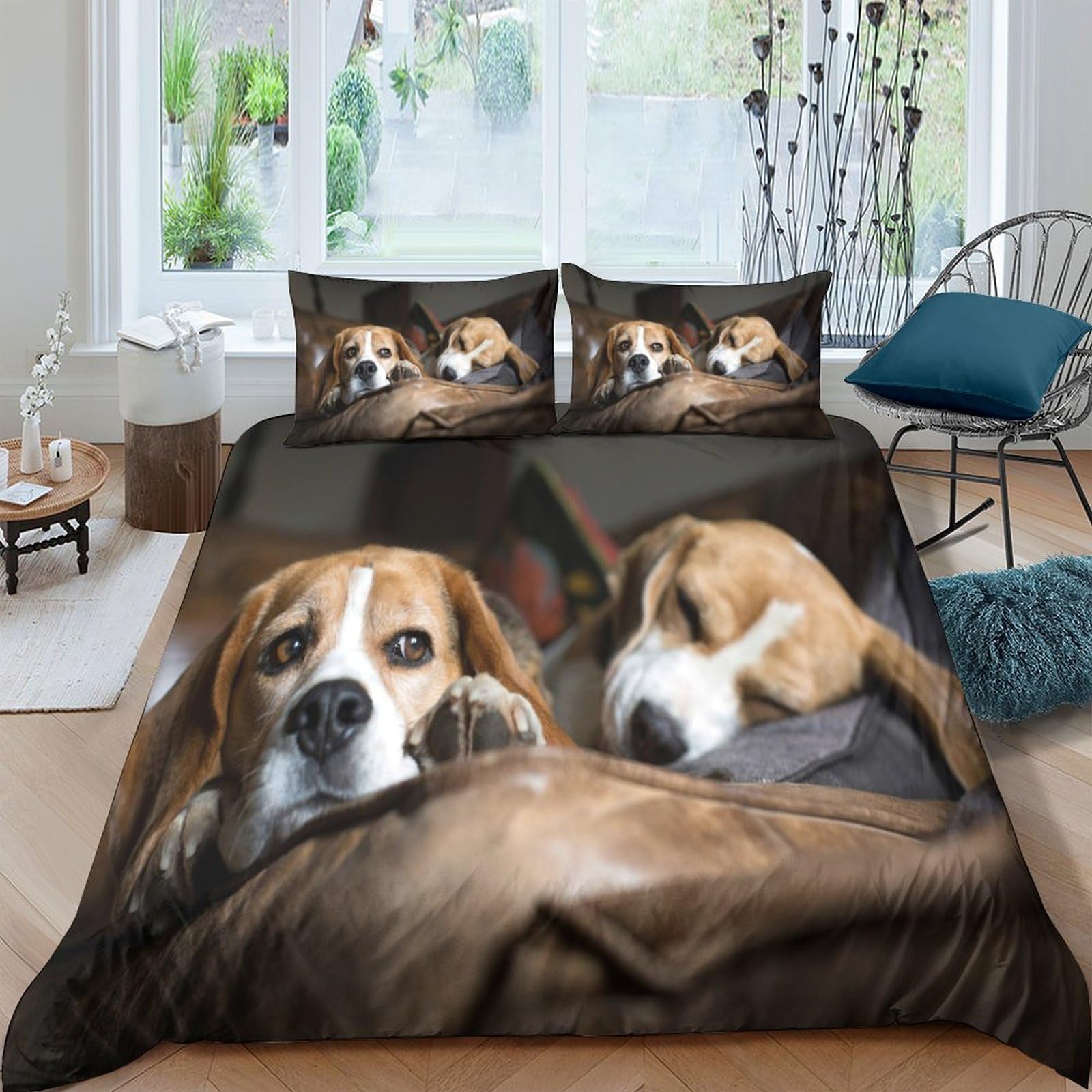 Ctjqhvkz Style-5 3D Printed Beagle Dog Fitted Sheet Microfiber Soft Brown Puppy Mattress Cover For Bedroom Dorm Mattress Protection Decor Single（135X200cm）