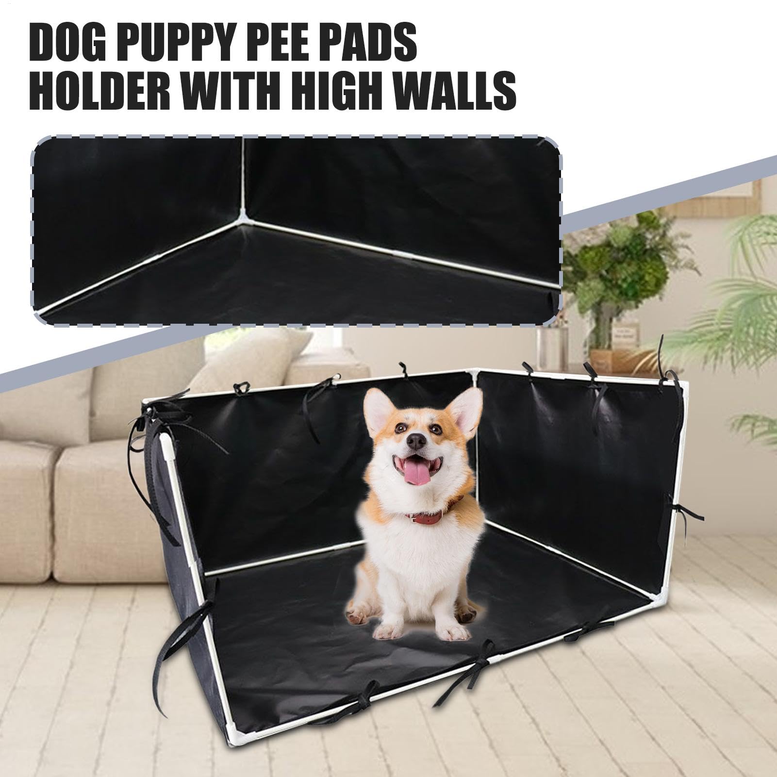Wand-Pad Halter, Welpentrainingstablett mit Spritzschutz – Hundetoilette, Töpfchentablett mit hohen Wänden für Bodenschutz