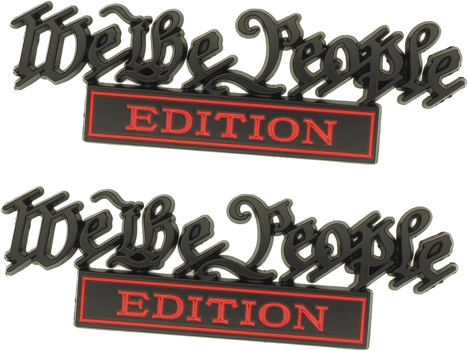 2 Pack We The People Edition Emblem 3D Fender Badge Decal Car Truck Replacement for Universal Vehicle, Car, Truck, SUV Black Red