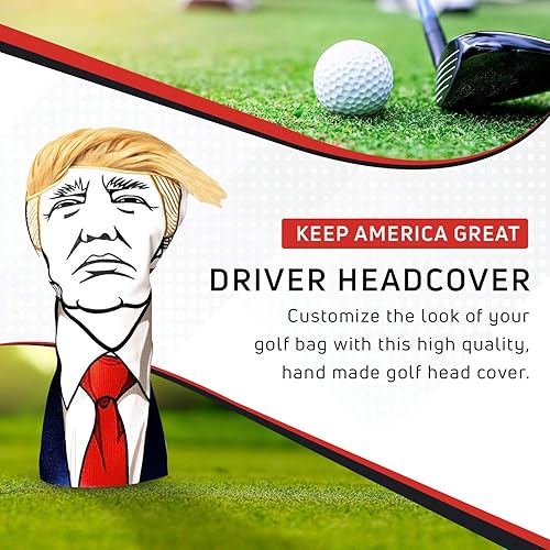 Miniatura 2 de Pins & Aces Keep America Great Premium - Funda para la cabeza del club de golf, cuero de calidad, hecha a mano, divertida cubierta para la cabeza,