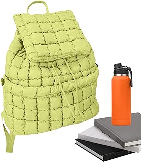 Quilted Puffer Backpack, Nylon Puffy Quilted Puffer Backpack, Lightweight Computer Bookbag with Multiple Compartments, Casual Daypack for Travel, Gym, Camping, Outdoor Adventures, Laptop Backpack