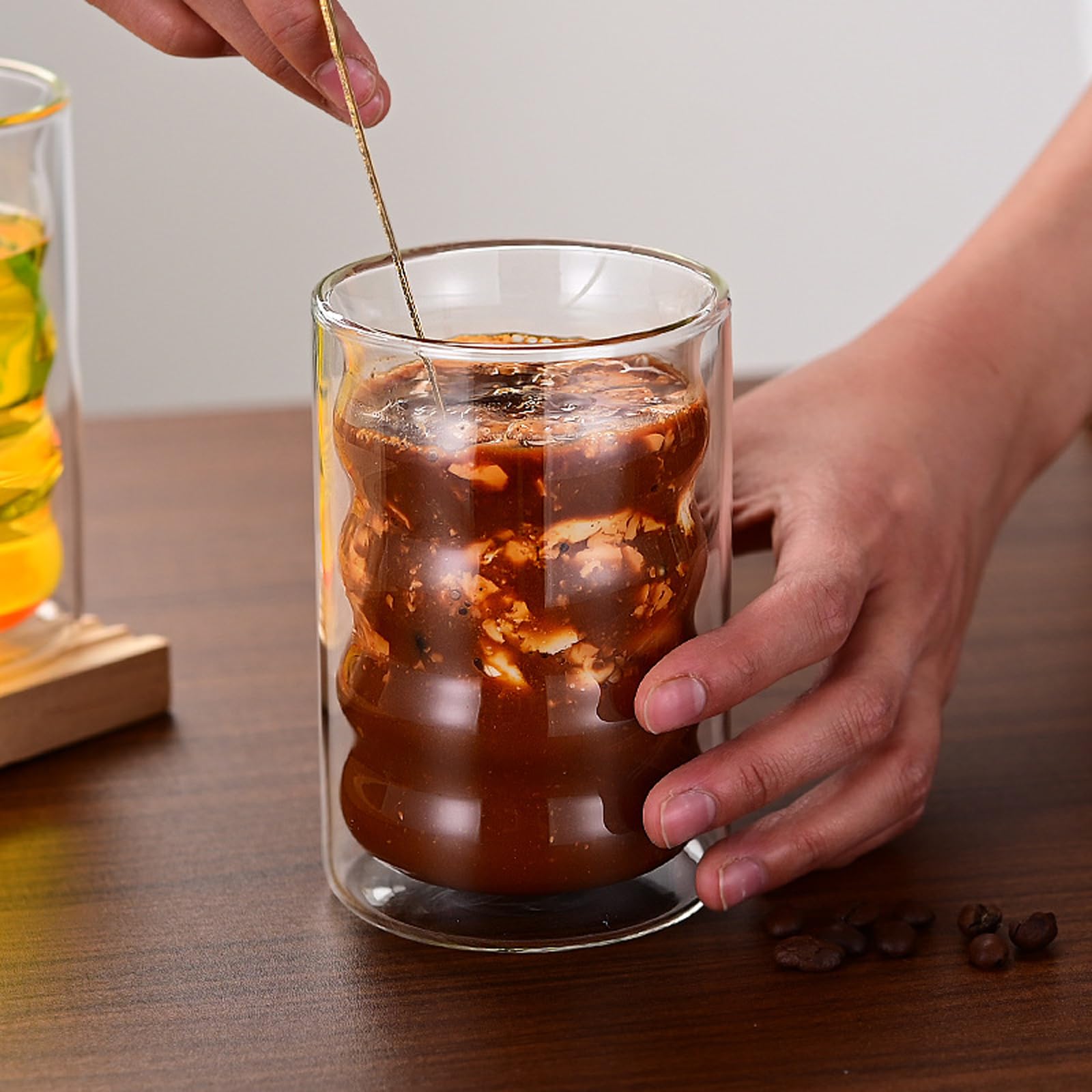 Bicchieri Per Latte Macchiato, 6PCS 375ml Bicchieri Da Caffè A Doppia Parete Bicchieri Da Cappuccino Con 6 Cucchiaini Tazzine Da Caffè Freddo Bicchieri Termici A Spirale In Vetro Borosilicato