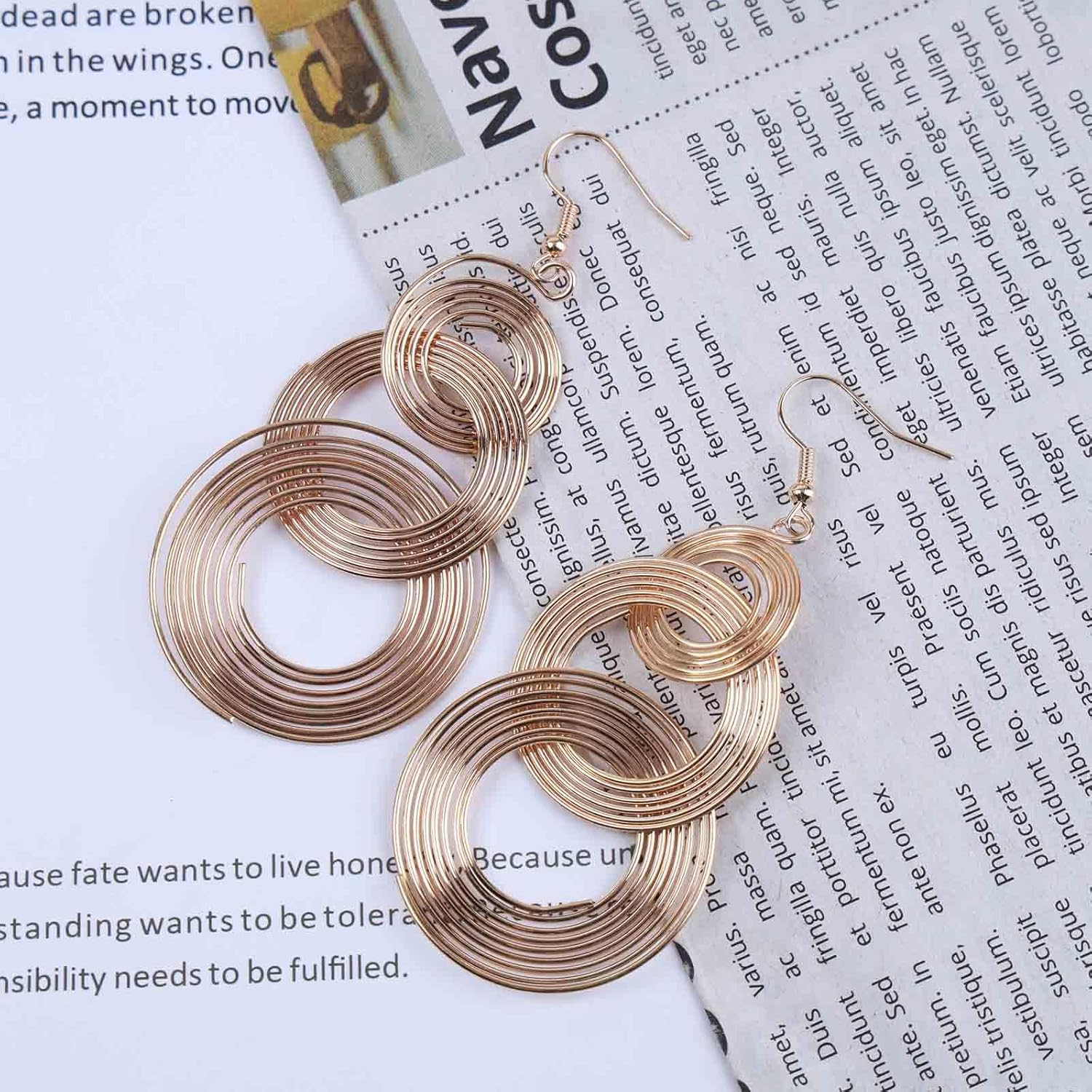 Boho Layered Circle Dangle Earrings Round Circle Hoop Earrings 70s Disco Drop Earrings Long Metal Circle Earrings Three Circle Hook Earrings Jewelry for Women - Image 3