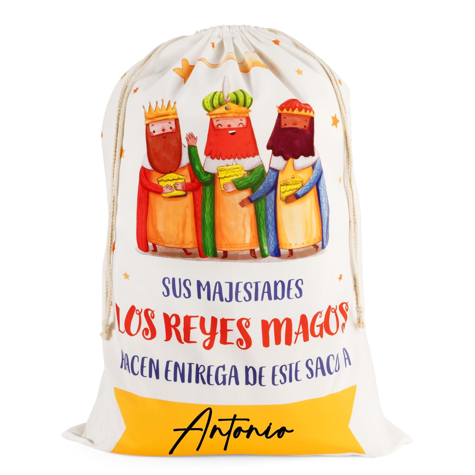 BOFUNX Saco Reyes Magos Español Bolsa Grande de Tela en la que Puede Escribir Nombres Regalo Decoraciones para Navidad Día de Reyes Magos