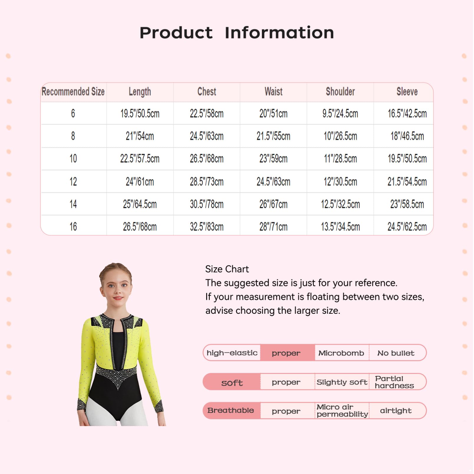 inhzoy Body da Danza Classica Balletto per Bambina Body Ginnastica Ritmica Manica Lunga Ballet Leotard con Strass Bodysuit da Allenamento Danza Moderna Yoga Jumpsuit