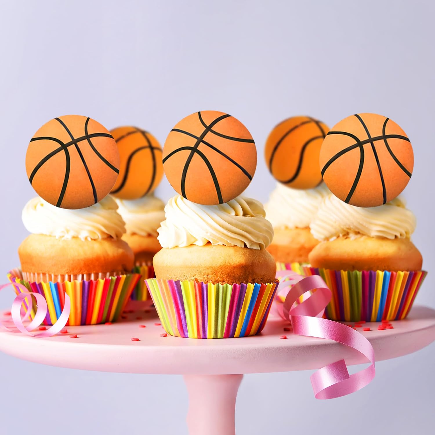 28PCS Basketball Cake Toppers Mini Basketball Cake Decorations