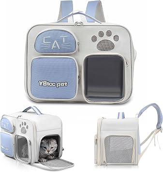 PETCUTE Cat Carrier Backpack, Breathable Dog Backpack Carrier with Safety Leash, Removable Fleece Mat,Airline Approved Pet Backpack for Small Dogs Puppies Medium Cats,Suitable for Hiking/Camping