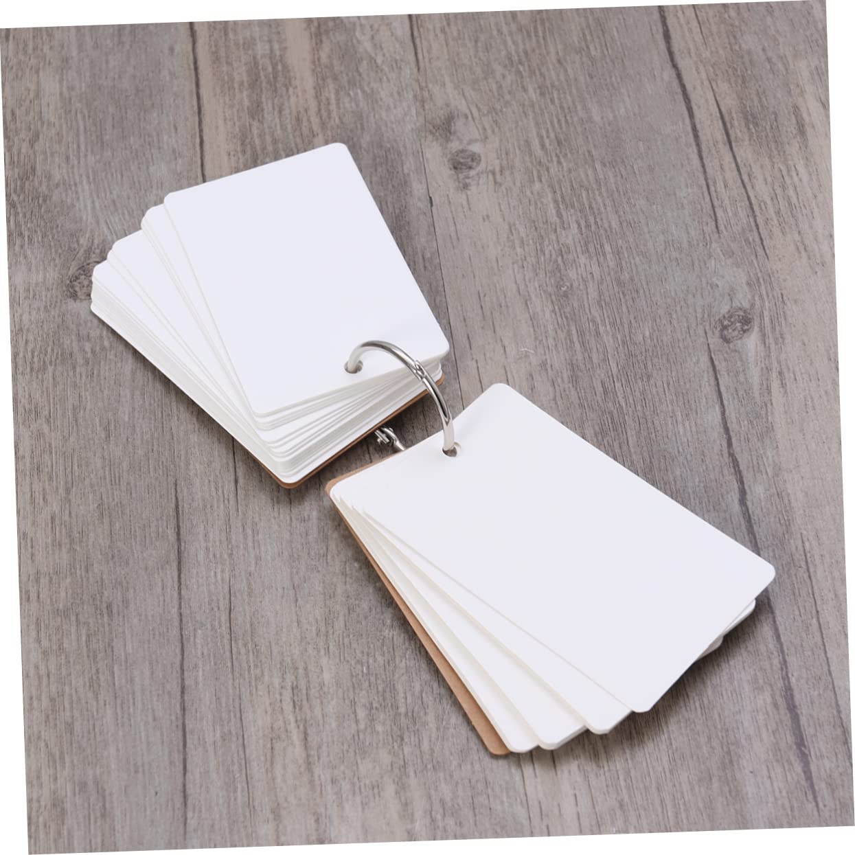 STOBOK 50 Pages Kraft Study Cards with Binder Ring 3.54X2.17In White Index Cards for Notes DIY Greeting Bookmark School Office Supplies - Image 3