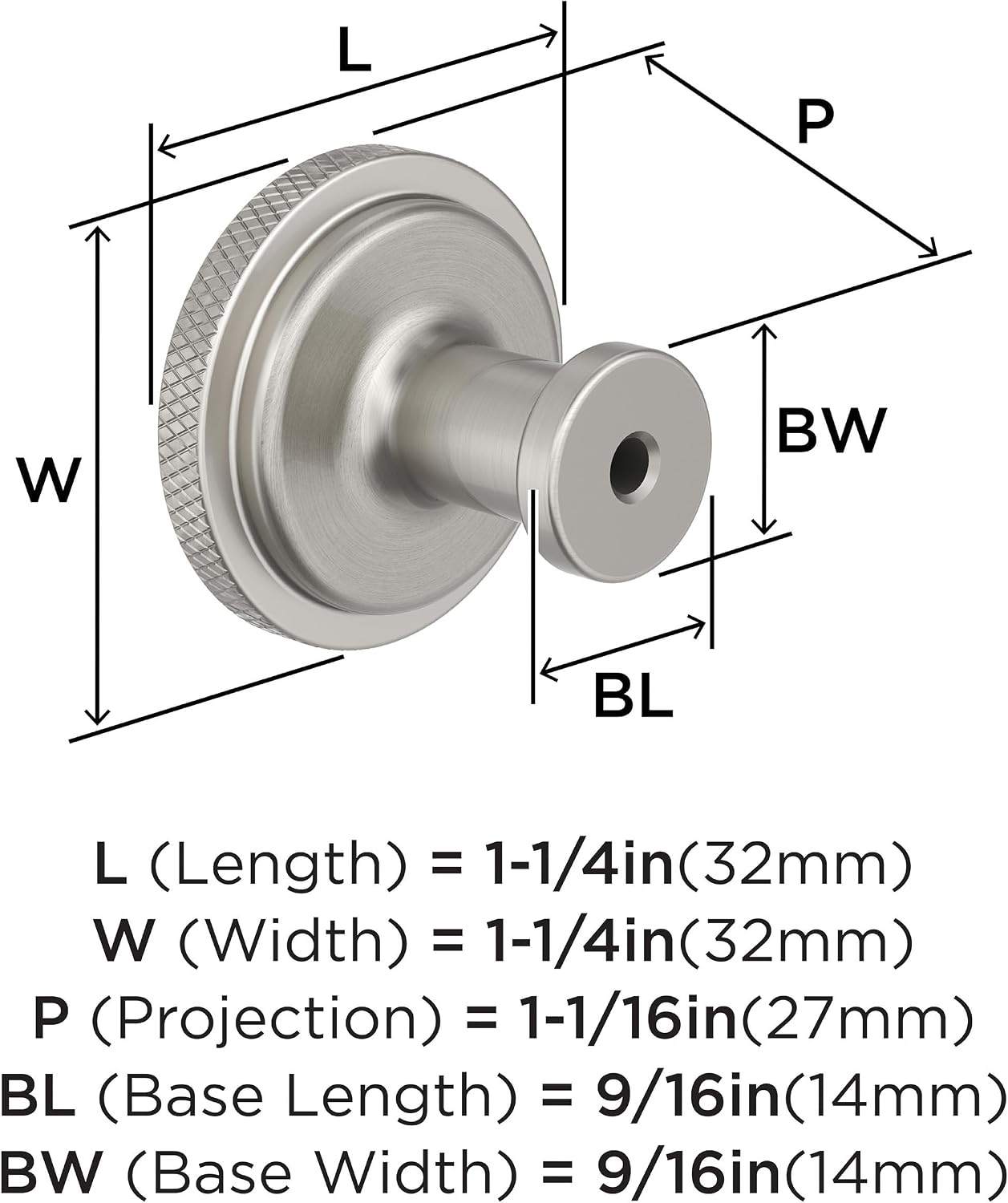 Amerock Faraday 1-1/4 inch (32mm) Diameter Satin Nickel Cabinet Knob, BP37740G10