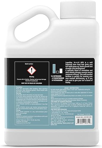 Miniatura 2 de Fertilizante líquido equilibrado 16-4-8 nutrientes (1 galón)  Alimento de césped premium, NPK con extracto de algas marinas añadido, trata
