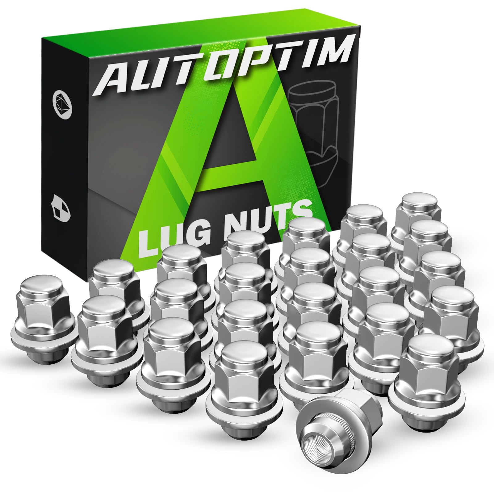 AUTOPTIM M12x1.5 OEM Lug Nuts - Replacement for Toyota Tacoma 4Runner RAV4 Corolla Camry, 24PCS Chrome 13/16"(21mm) Hex Mag Flat Seat Closed End