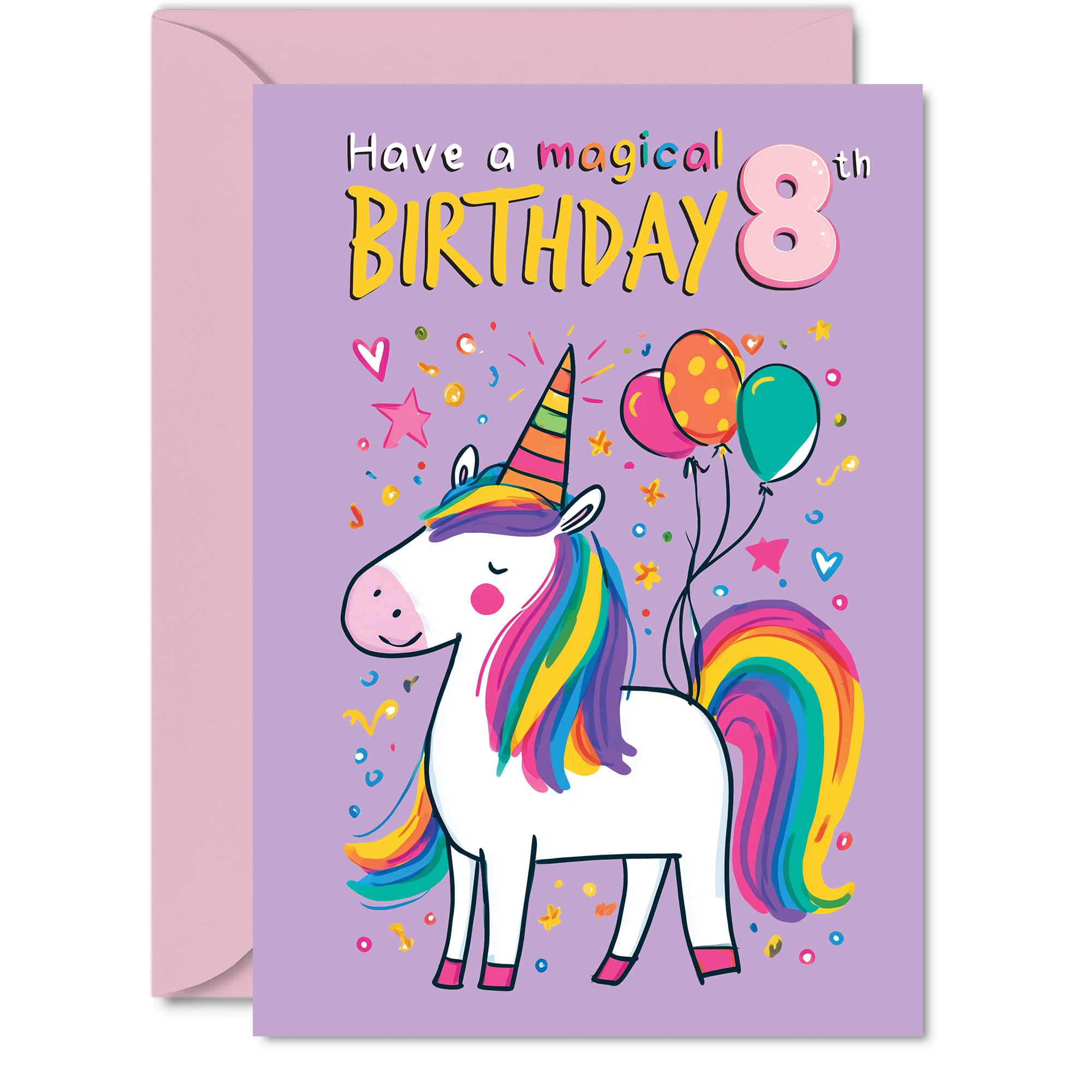 8th Birthday Cards for Boys Girls - Magical Birthday - Happy Birthday Card for 8 Year Old Boy Girl Daughter Nephew Cousin Grandson, A5 Bday Greeting Cards