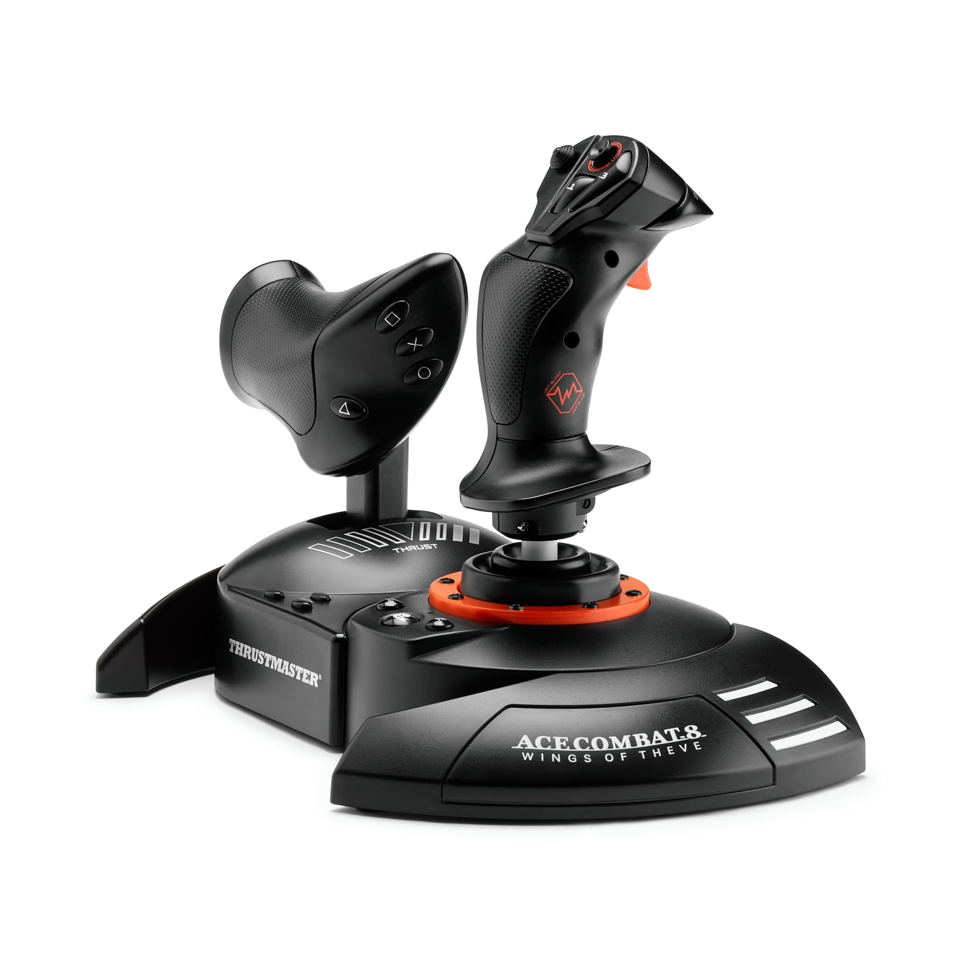 Thrustmaster T.Flight Hotas Neo Ace Combat 8 - PS5/PS4/PC | Licencia oficial Ace Combat 8, sensores H.E.A.R.T., acelerador desmontable, vibración integrada y timón dual