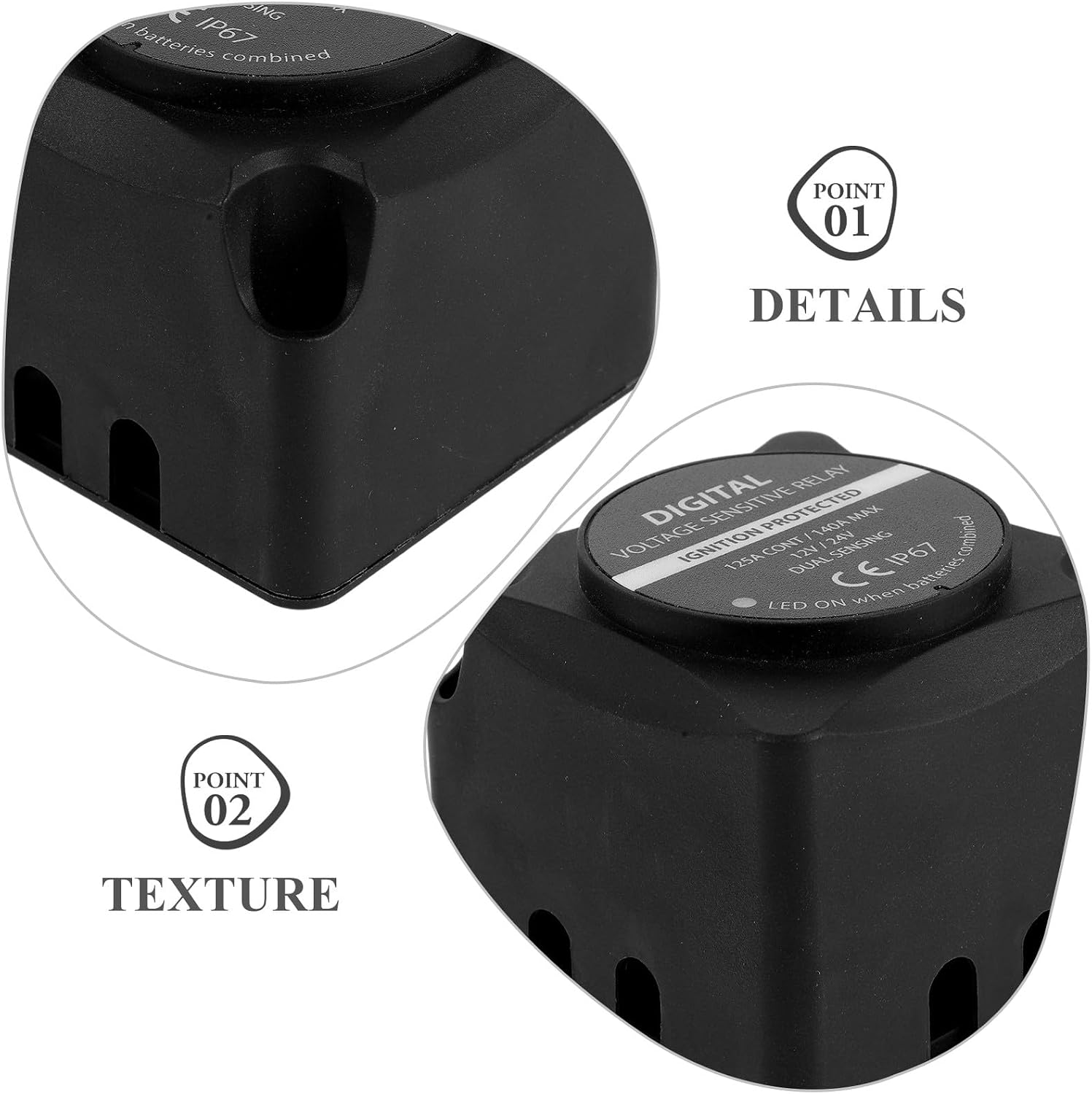 RV Battery Isolator Kit - Dual Battery Isolator with Voltage Sensing Relay - Ideal for RV, Camper, Boat, Truck, Dual Sensing Setup Black