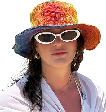 Hemp Tie-Dye Rainbow Wide Brim Sun Hat for Men and Women