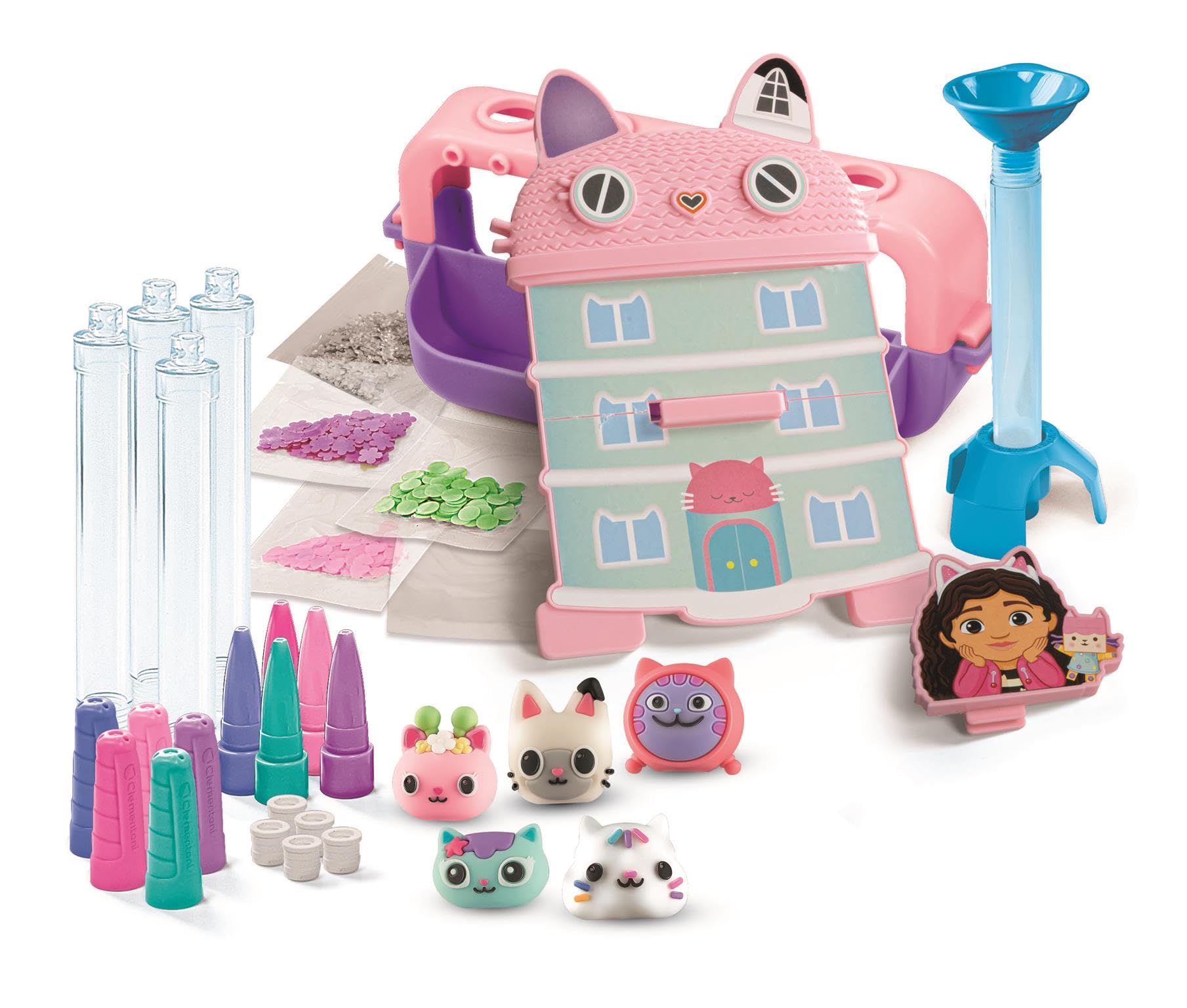 Clementoni Idea - Laboratorio delle Penne Gabby's Dollhouse, Kit Creativo per Bambini 6+ Anni, con 25+ Accessori e 5 Penne Personalizzabili con Personaggi, Lingua Italiana, 18203