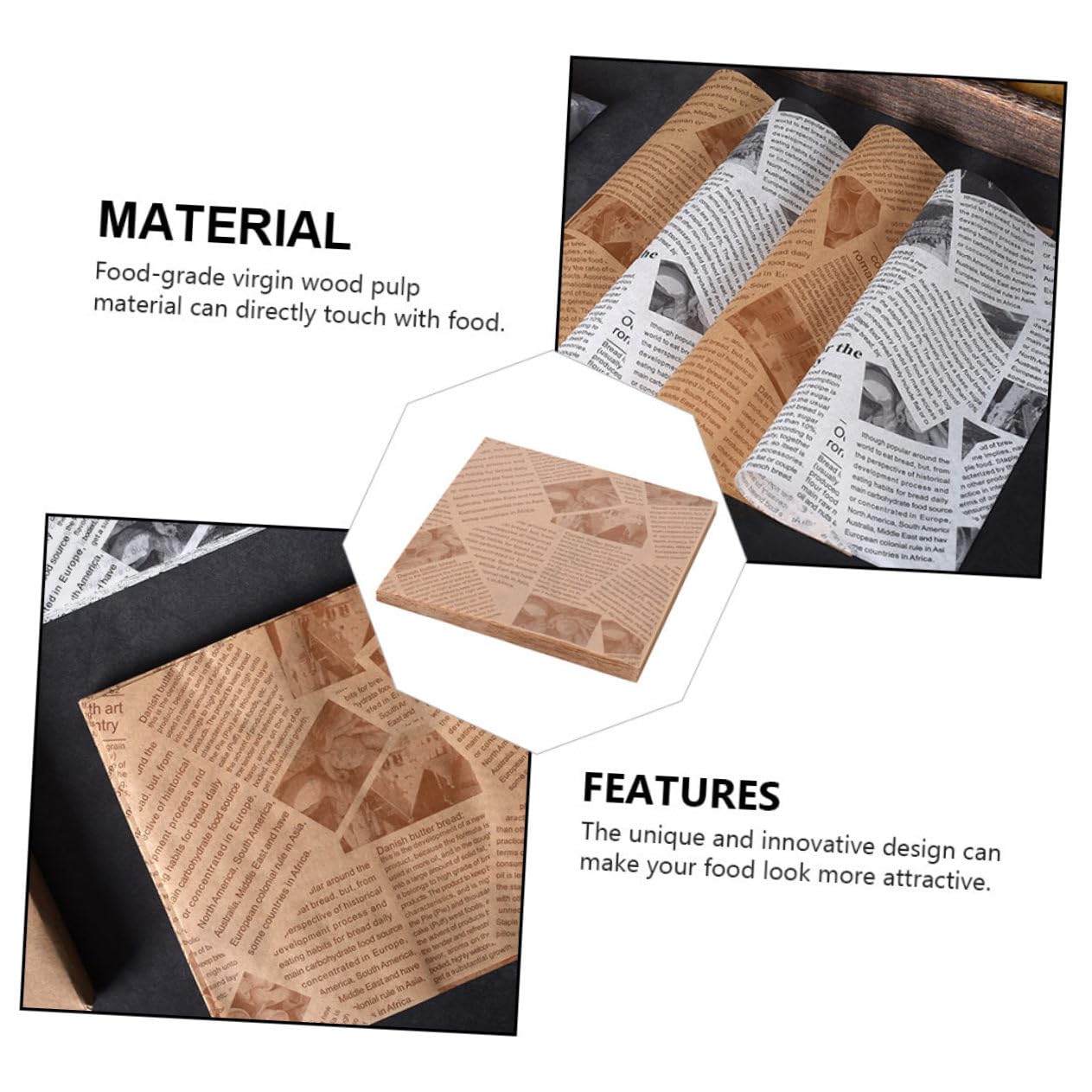 500 Pièces Papier Sulfurisé Antiadhérent Absorbant Huile pour Friture Cuisson Snacks Burgers Frites Pâtisserie