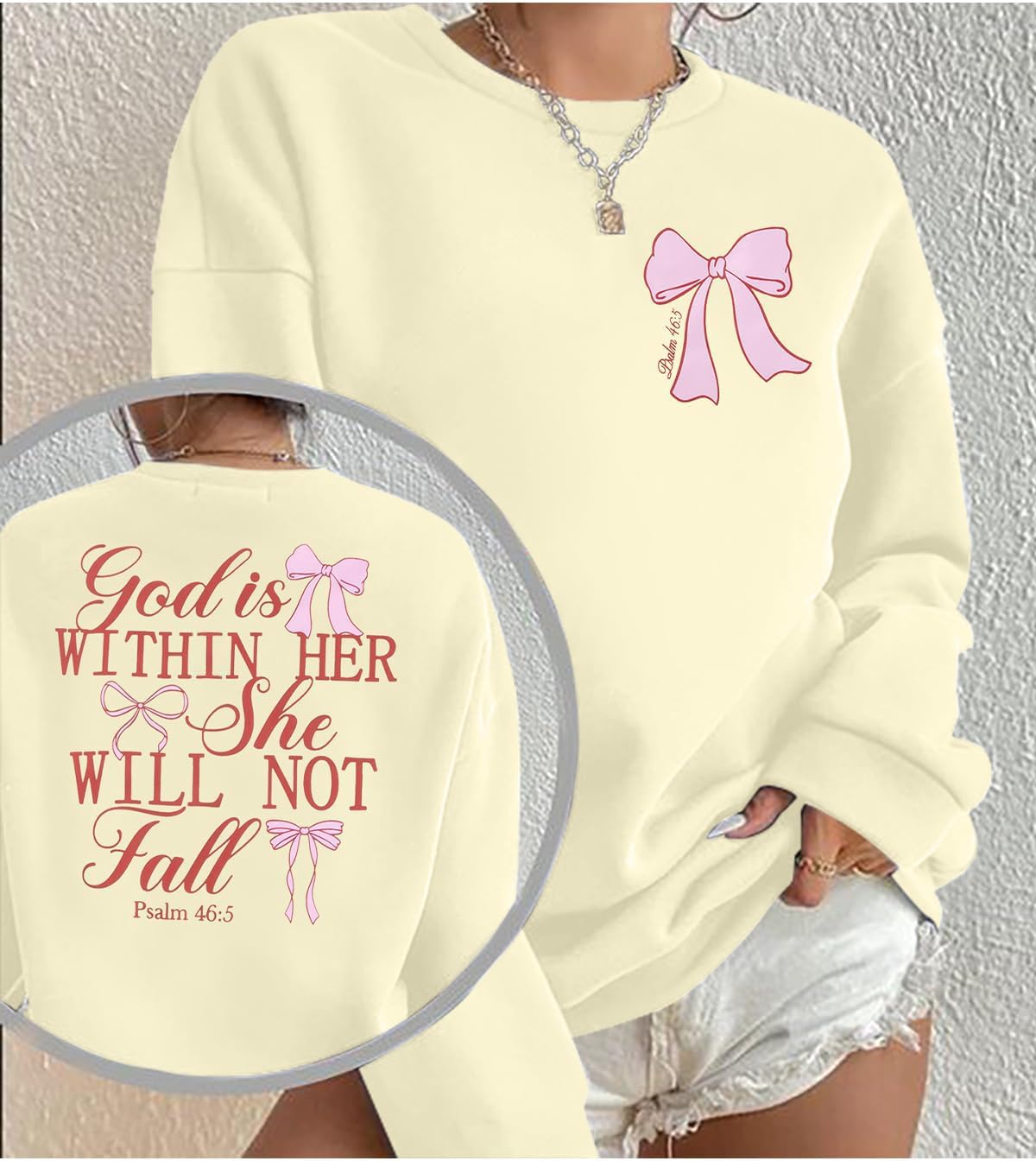 FRYAID Christian Sweatshirt Women Faith Over Fear Christian Religious Sayings Pullover Shirt Letter Print Long Sleeve Tops