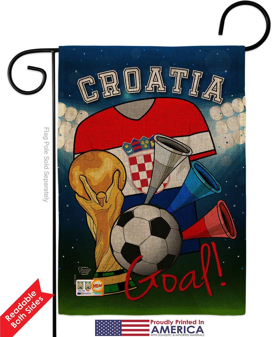 World Cup Croatia Soccer Burlap Garden Flag Sports Game Goal Ball Football Entertainment Activity Physical Small Decorative Gift Yard House Banner Double-Sided Made In USA 13 X 18.5