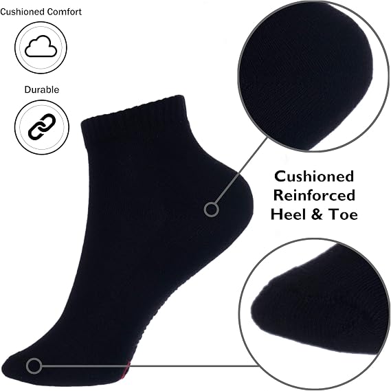 Alpine Swiss 8 Mens Ankle Socks Athletic Cotton Sock Size 6-12 Moisture Wick Cushion Quarter Length Sock Reinforced Heel Toe