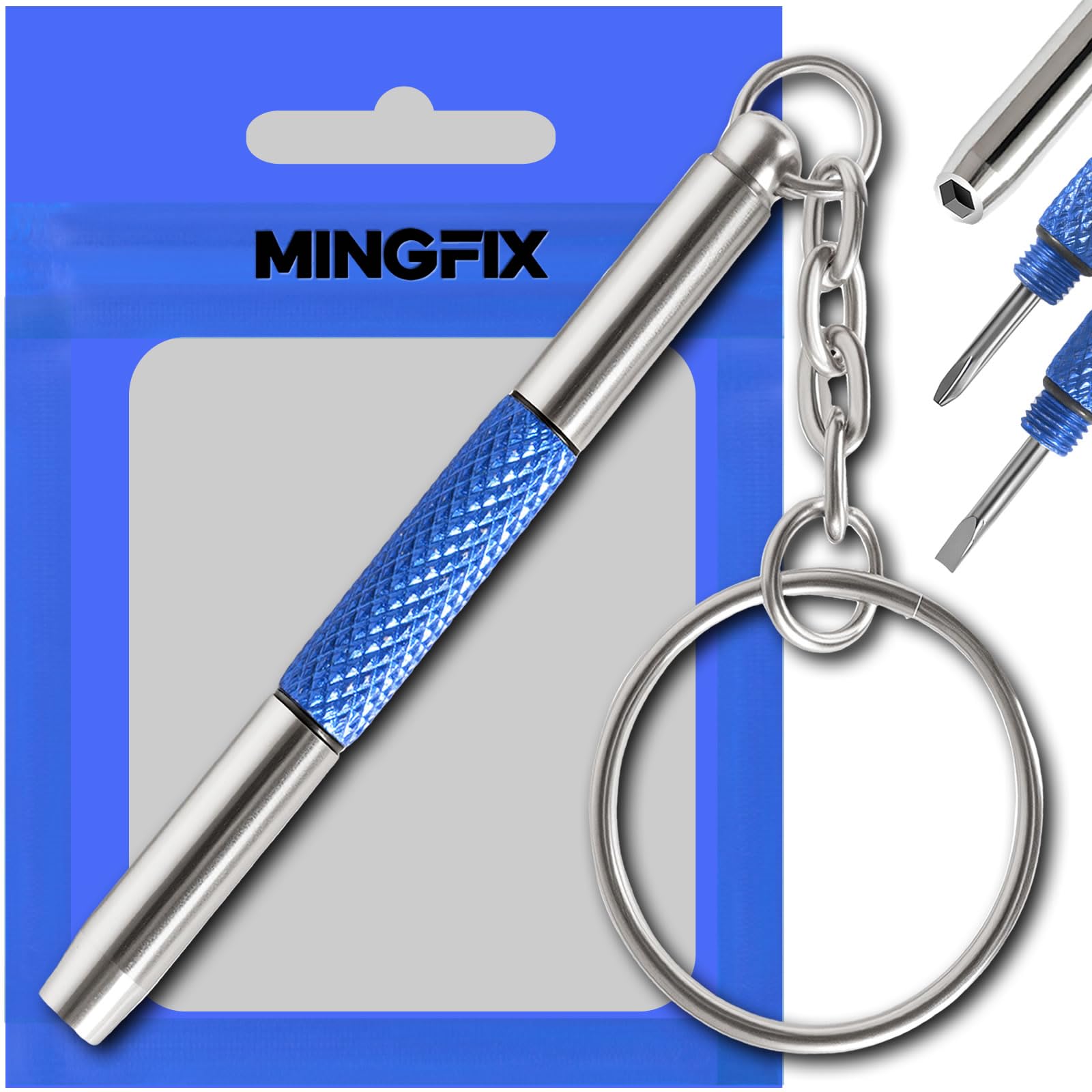 Eyeglass Keychain Screwdriver Repair Kit MINGFIX 3 in 1 Eye Glasses Tightening Tools Set with Small Phillips Flathead