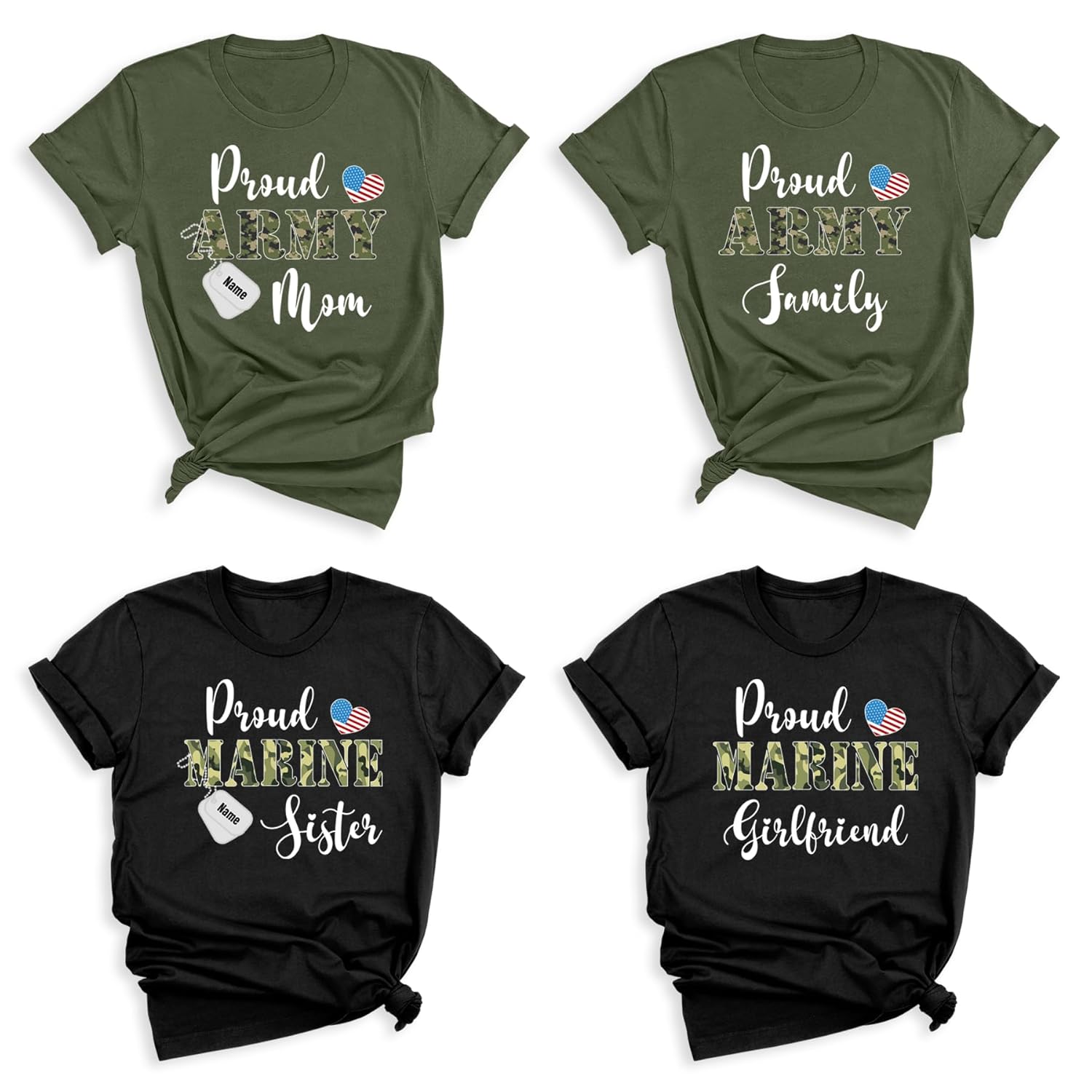 Proud Army Family T Shirt, USA Veteran Soldier Custom Graphic Tee, Army Mom Dad Sister Brother Aunt Uncle T-Shirt, Marine Navy Soldier with Dog Tag Print, Military Academy Graduation Outfit