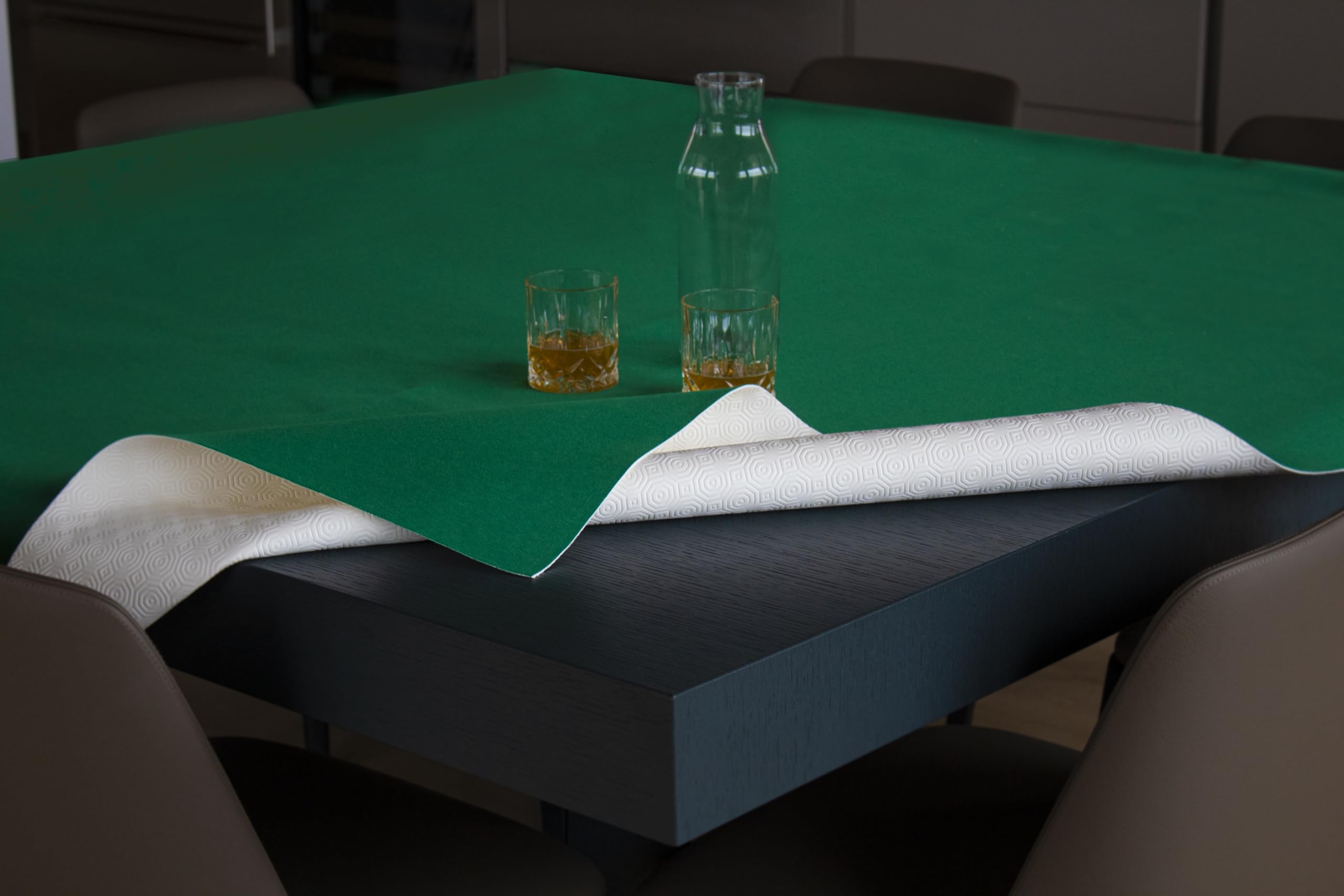 GEMITEX Molleton de Protection fabriqué en Italie antidérapant, Anti-Choc, Double Face Blanche/Vert, 140 x 220, meule et protège Votre Table des Chocs, Rayures et liquides, rejet avec Bord surjeteuse