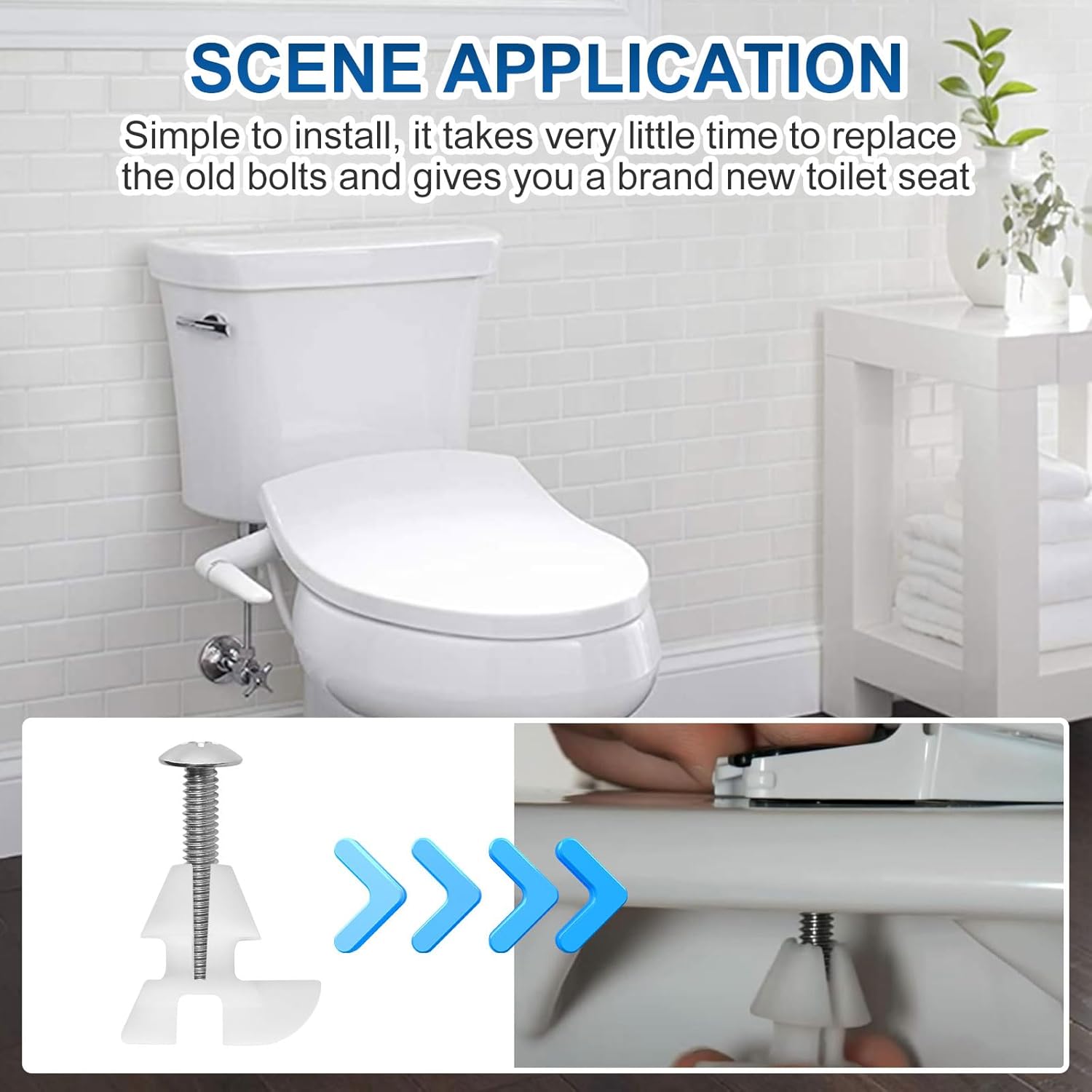 Toilet Seat Screws & Bolts for Kohler 1133024 Hardware Pack, Compatible with Kohler Toilet Seats Parts Secure Fit Toilet Seat Hardware Kit, Non-Slip Rust-Resistant - 2 Pack