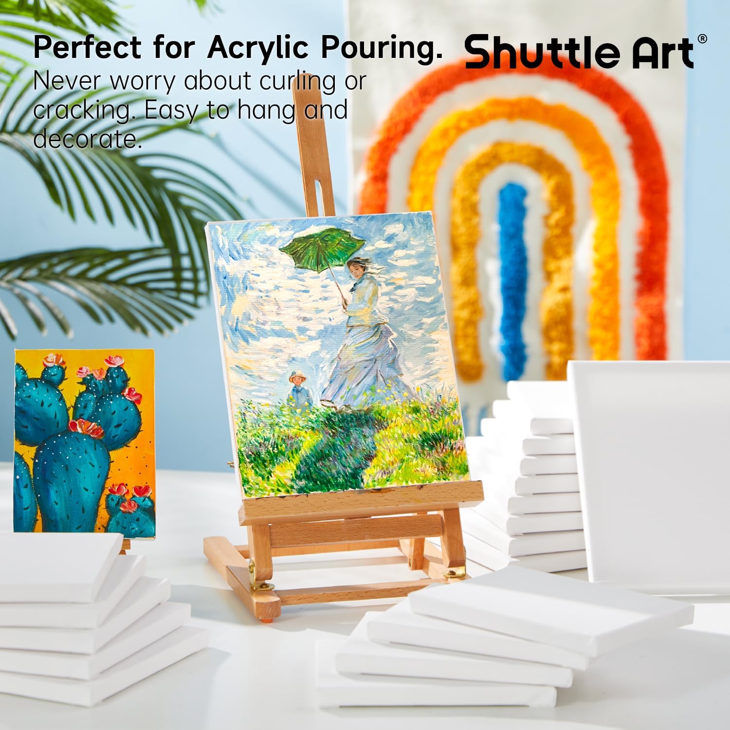 Shuttle Art Canvas for Painting, 20-Piece Multi-Pack 5x7 & 8x10 Inch Stretched Canvas, 100% Cotton, Primed White Blank Canvases, Ideal Art Supplies for Kids Acrylic Oil Acrylic Pouring - Image 6