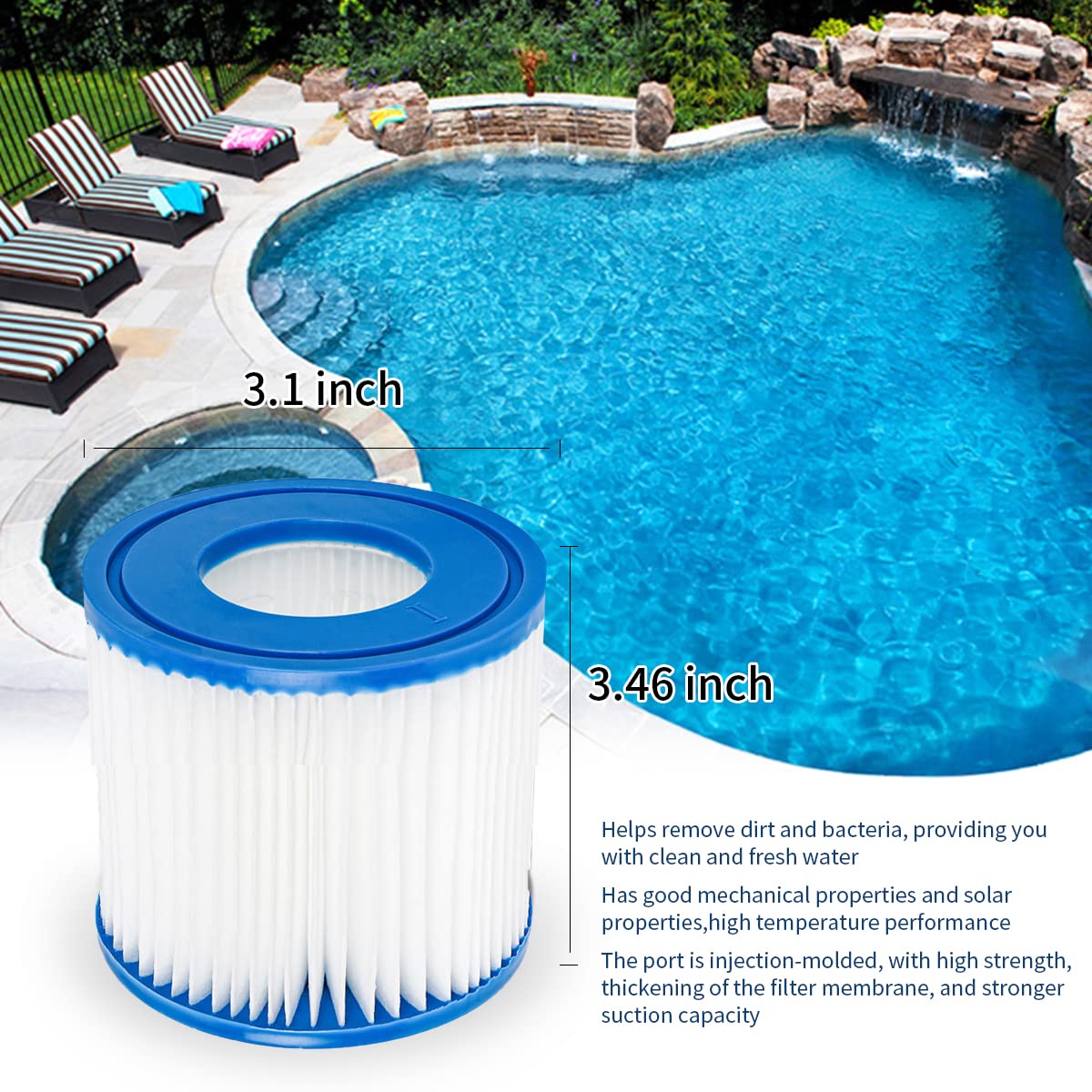 YanBan Cartouche de Filtre de Piscine Compatible avec Best-Way 58381 la Pompe de Filtration, Lot de 2 filtres de Rechange compatibles avec Flowclear Type I