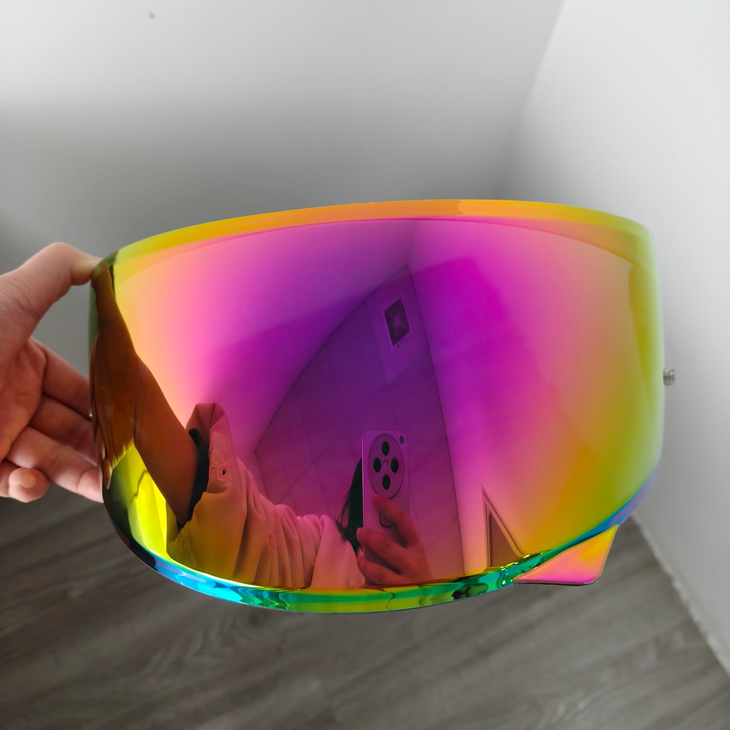 HJ-34P Helmet Visor Replacement for HJC C10.Motorcycle Helmet Shield UV Protection Compatible with HJC C10 (Revo Pink Gold)