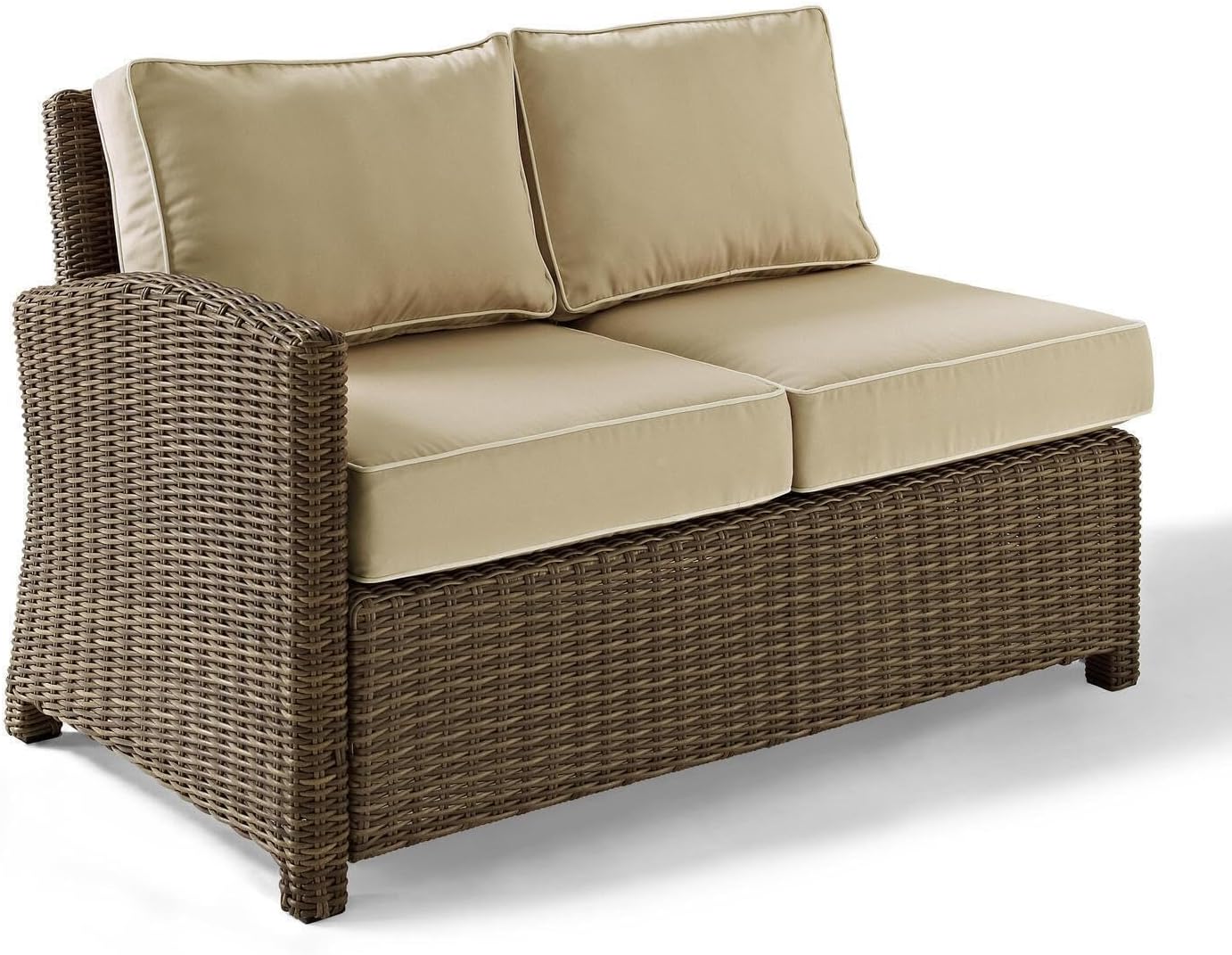 Naturally Nice Outdoor Wicker Sectional Chair, Wicker Patio Chairs for Porch, Deck, Backyard Furniture Weathered Brown/Sand/Left Corner Loveseat