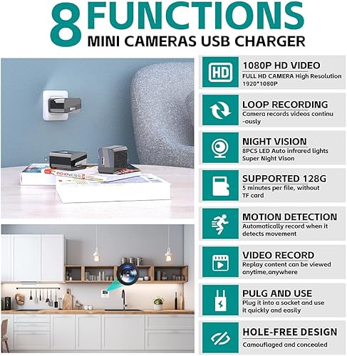 Miniatura 3 de 64 GB Mini cámara para mascotas HD 1080 P Nanny Cam con detección de movimiento de visión nocturna