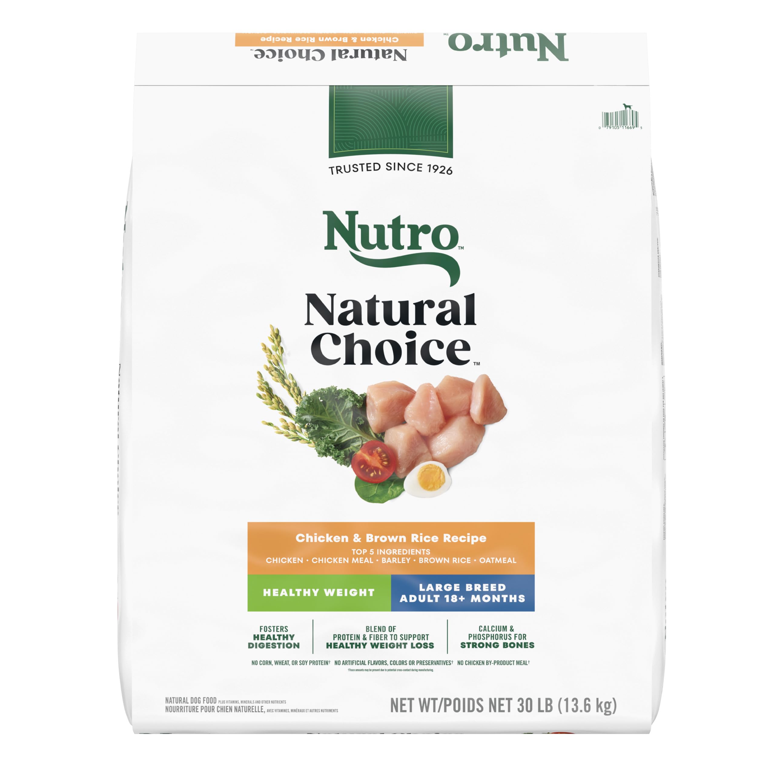 Nutro Natural Choice Large Breed Healthy Weight Dog Food, Chicken & Brown Rice Recipe, 30 lb. Bag