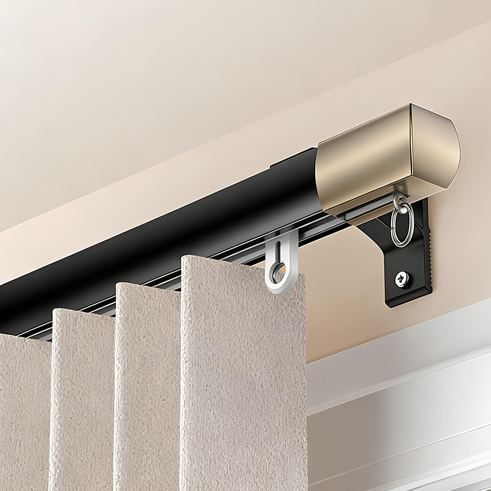 Tringle rail de rideau de plafond noir en aluminium rigide de 290 cm