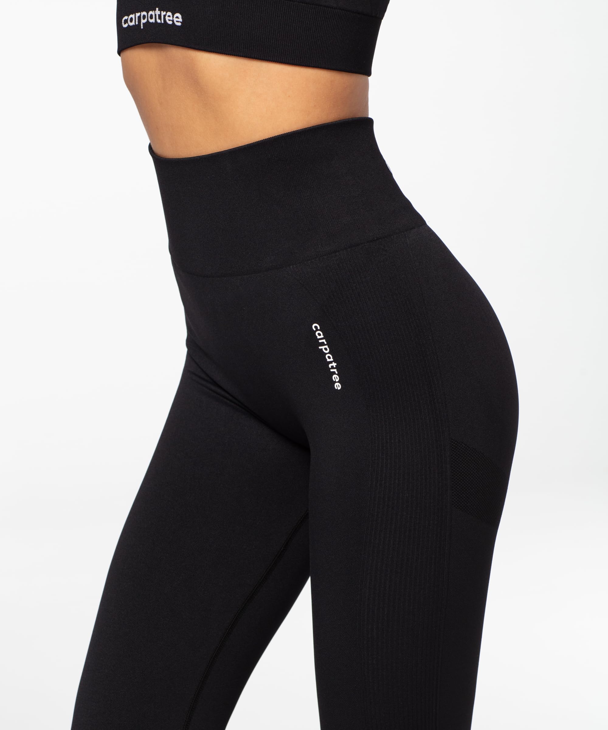 Carpatree - Sport Leggings Damen, Scrunch Butt Sportleggins mit Push Up, Seamless und Blickdichte Sporthose, High Waist, Grosse Flexibilität, Marken Leggings Tights für Workout Gym Yoga - Schwarz