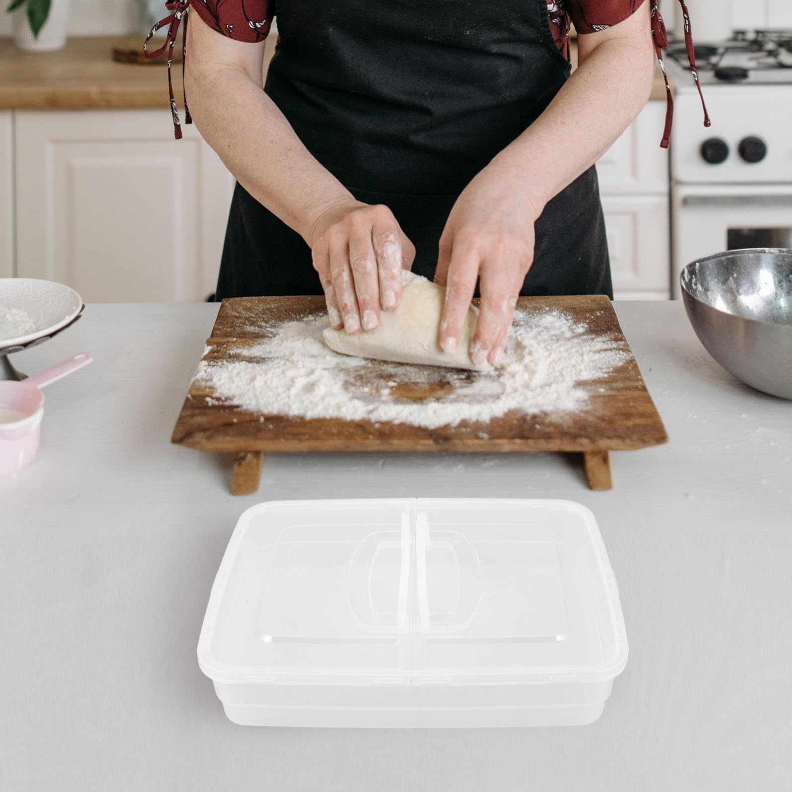 Abaodam Contenitore per Lievitazione Pizza con Coperchio e Maniglia Scatola Impasto Stackable per Forno Microonde