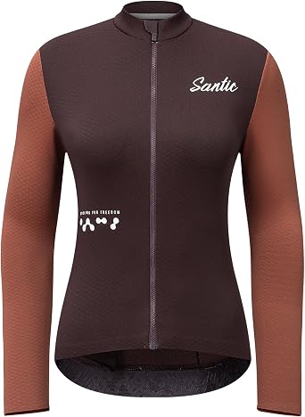 Santic Women's Cycling Jersey Long Sleeve Slim for Spring Autumn Road Bike MTB Thermal Jerseys