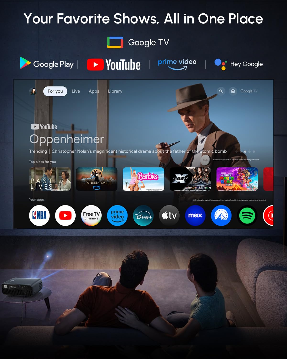 Amazon.com: 4K 超高清Google TV 投影機,適用於日光觀賞,2200 ANSI