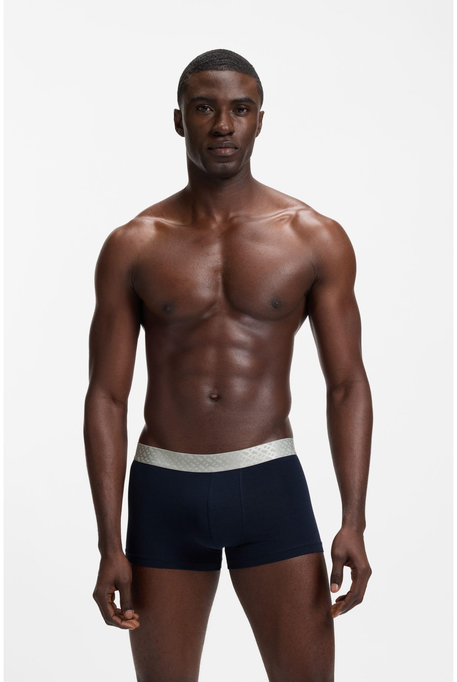 BOSS Herren Trunk 3P MetallicM G Eng anliegende Boxershorts aus Baumwoll-Mix im Dreierpack