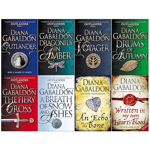 Diana Gabaldon Outlander Series 8 Books Collection Set (Outlander,Dragonfly in Amber,Voyager,Drums of Autumn,Fiery Cross,Breath of Snow and Ashes,An Echo in the Bone,Written in My Own Hearts Blood)