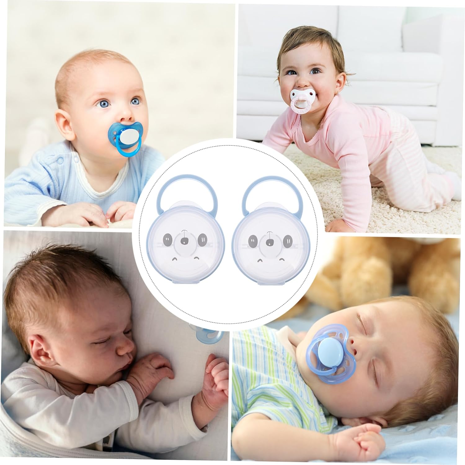 BESTonZON 2pcs Pacifier Storage Container Cartoon Design Portable Pacifier Case for and Holder for Soothing