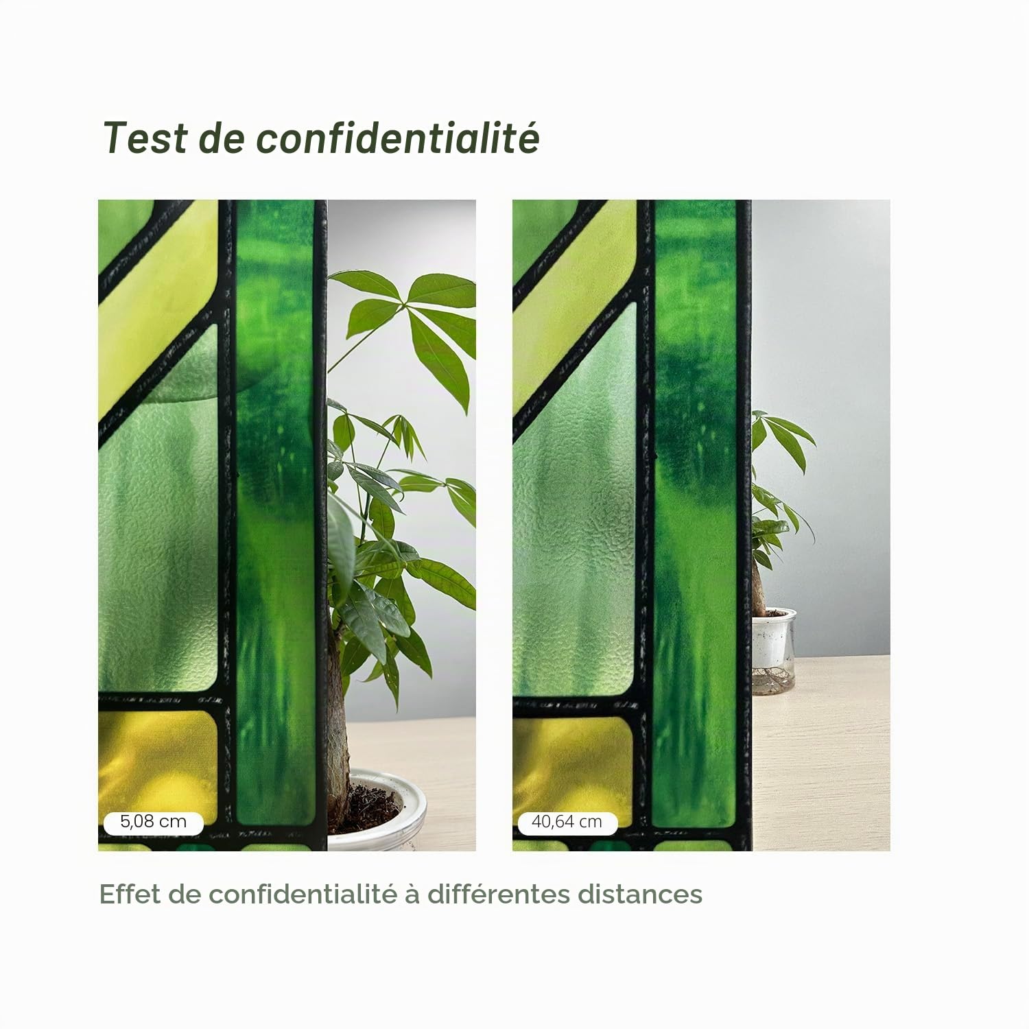Funlife Dessin Original à la Main Film vitrail Texture Mate Vert 43X215CM