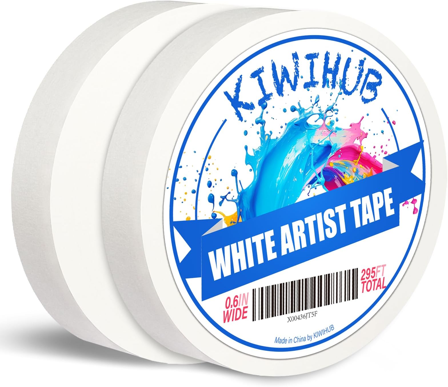 2 Pack Art Tape - Professional Artist Tape for Watercolor Paper, White Masking Artists Tape for Painting Canvas Framing - Acid Free Tape - 0.6inch Wide 295FT Long