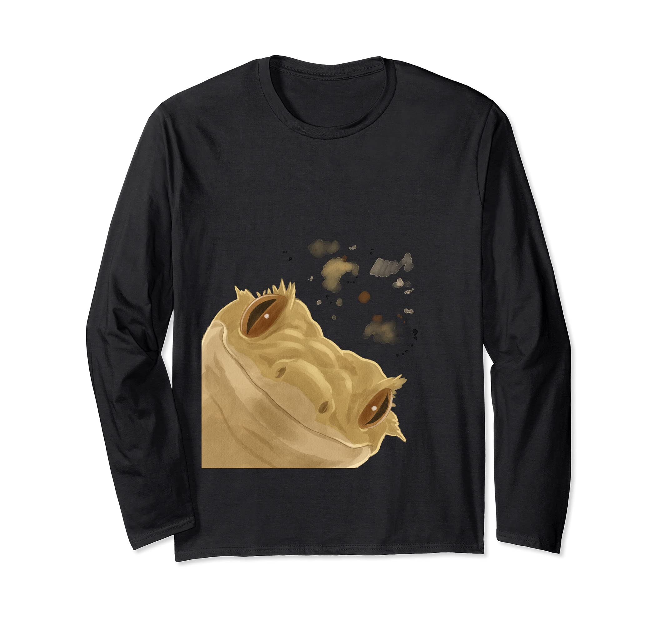 Funny Curious Reptile Crested Gecko Long Sleeve T-Shirt, Black