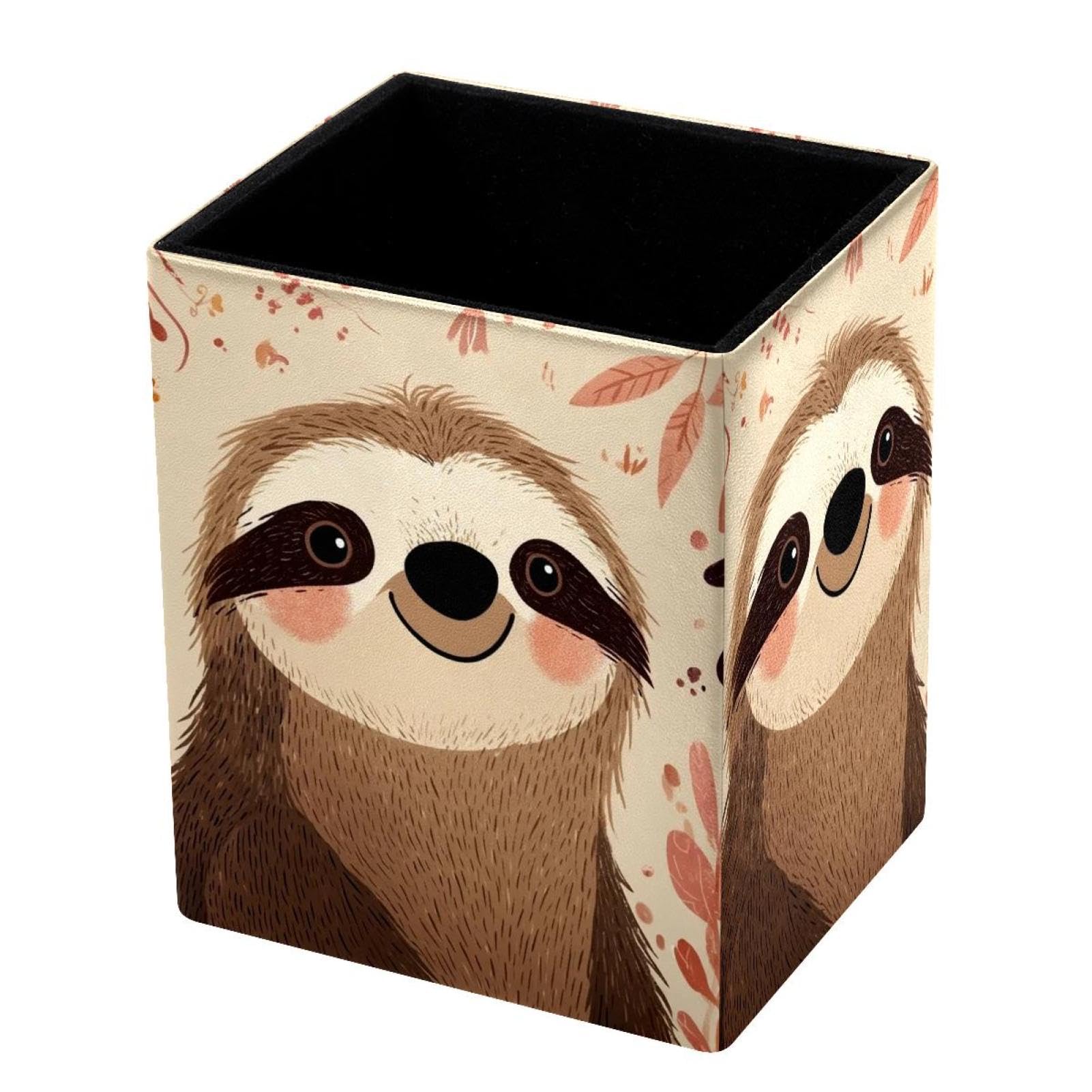 VAPOKF Pencil Holders for Desk, Sloth Printed Pen Holders Pen Pot Makeup Brushes Storage Desktop Stationery Supplies Organiser for Home Office